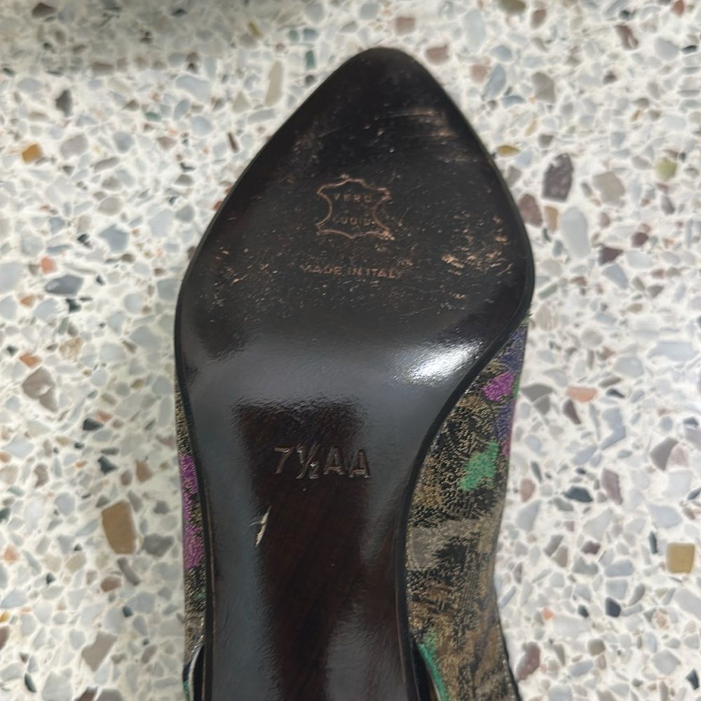 Escada vintage velvet bow back slingback heels pink purple multi 7.5 AA - Picture 5 of 7